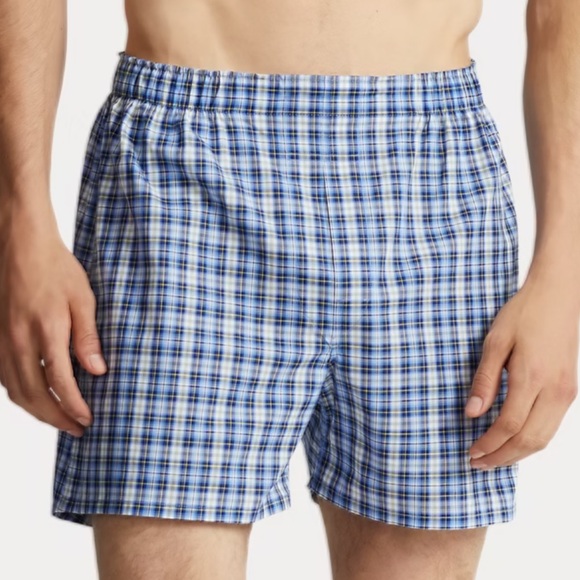 Ralph Lauren Blue Plaid Boxer Shorts in Size Medium NWOT - Picture 1 of 7